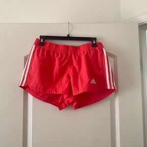 Adidas-Coral Red Athletic Shorts